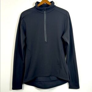 MEC Running Shirt Run Men's Medium Pockets Quarter Zip Exercise Black